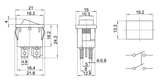 IC122 4 Tip Small Switch dimensions