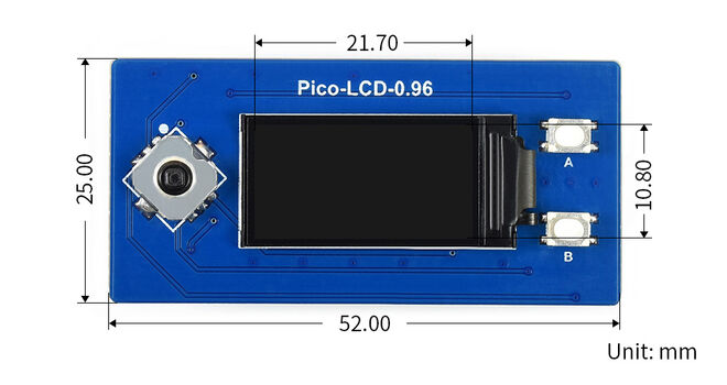 0.96inch LCD Display Module for Raspberry Pi Pico, 65K Colors, 160×80, SPI - 8