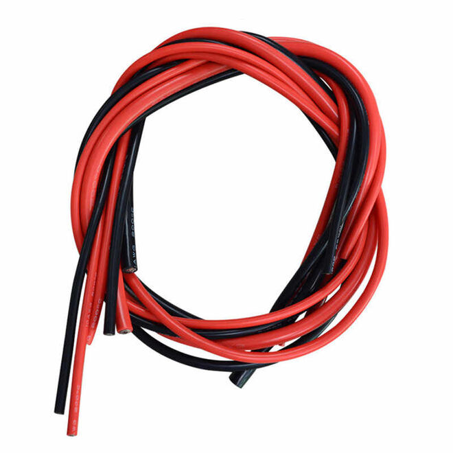 10 AWG 1 Metre Siyah ve Kırmızı Silikon Kablo - 1