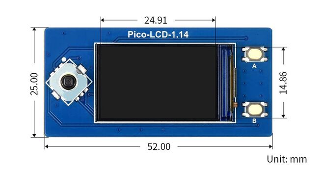 1.14inch LCD Display Module for Raspberry Pi Pico, 65K Colors, 240×135, SPI - 2