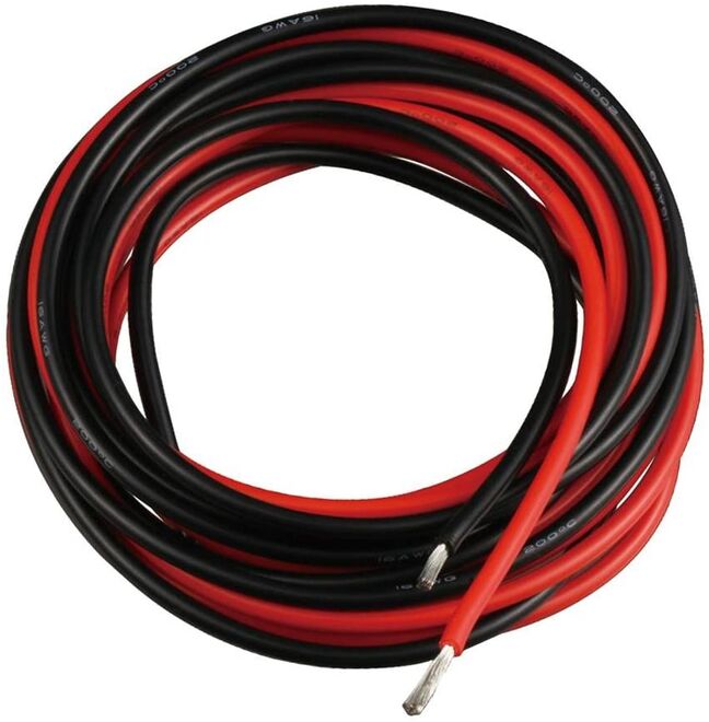 16 AWG 1 Metre Siyah ve Kırmızı Silikon Kablo - 1
