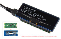 2.23 inç Raspberry Pi Pico OLED Ekran Modülü - 128x32 SPI-I2C - 6