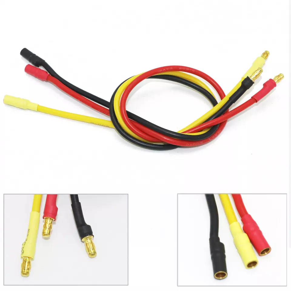 3.5mm Banana Plug Extension Cable - 30cm 16AWG - Black - 1