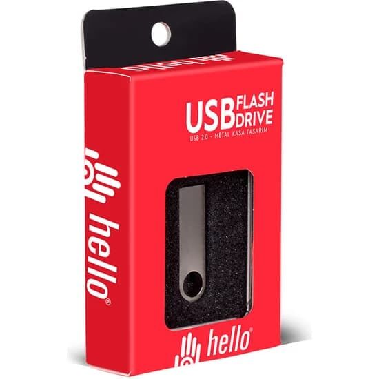 64GB Metal USB Flash Bellek Metal Kutulu Hello - 2