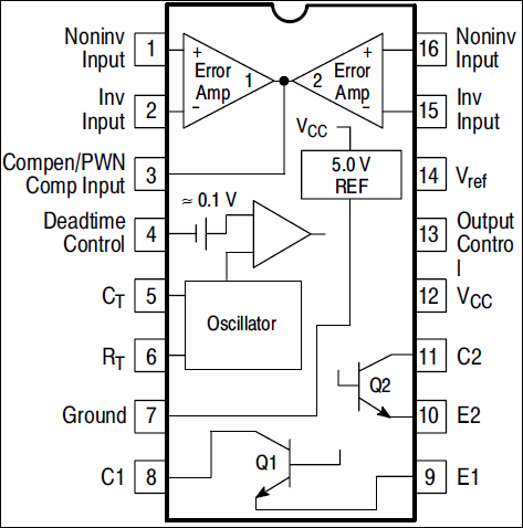 tl494 - dip16 entegre pin dizilimi