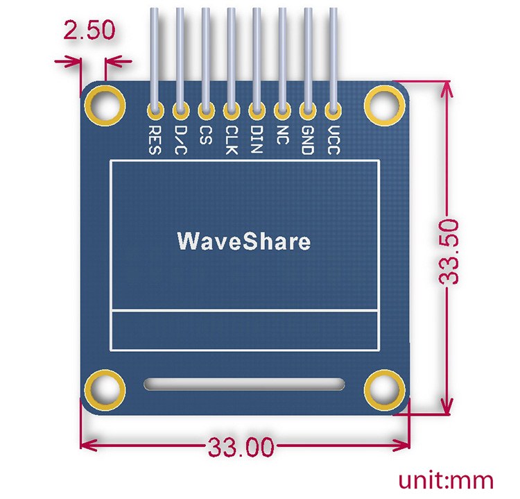 0.96 inch oled ekran boyutları