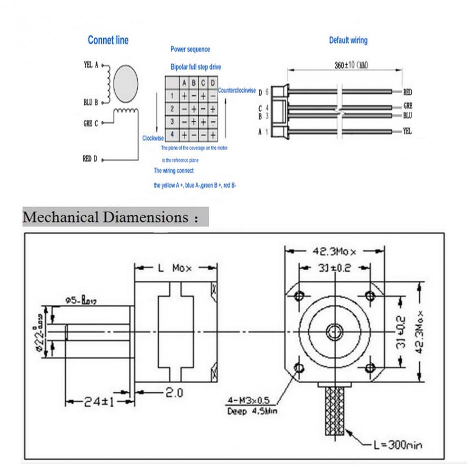 17HS4401 Step Motor Teknik Çizim