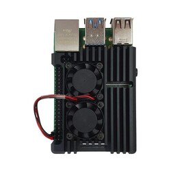 Metal Aluminum Case with Double Fans for Raspberry Pi 4B - Black - 2
