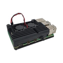 Metal Aluminum Case with Double Fans for Raspberry Pi 4B - Black - 1