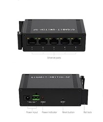 Endüstriyel 5 Port Gigabit Ethernet Switch - DIN Ray Montajlı - 4