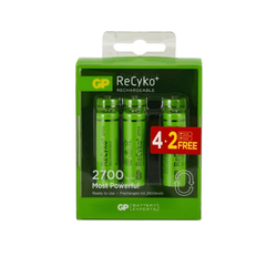 GP 2700 Series 4+2 2600 mAh Rechargeable AA Battery 