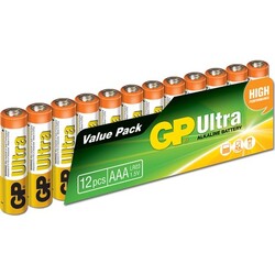 GP Ultra 1.5 V AAA İnce Kalem Pil - 12'li (Kumanda Pili) 