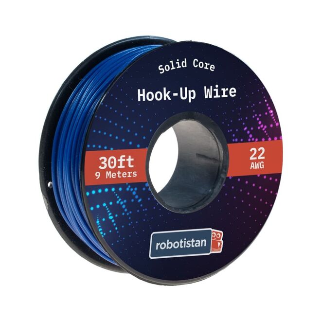 Hook-Up Wire Spool Blue (22 AWG, 9 meter, Solid Core) - 1