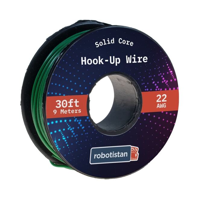 Hook-Up Wire Spool Green (22 AWG, 9 meter, Solid Core) - 1