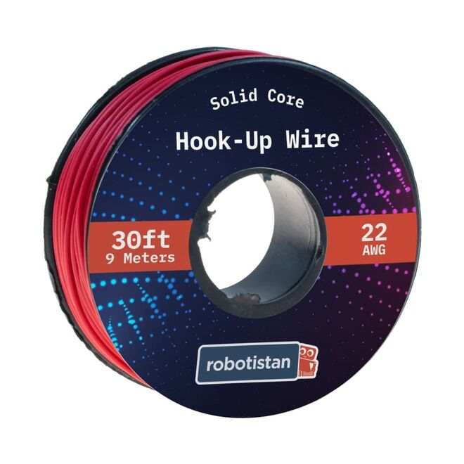 Hook-Up Wire Spool Red (26 AWG, 9 meter, Solid Core) - 1