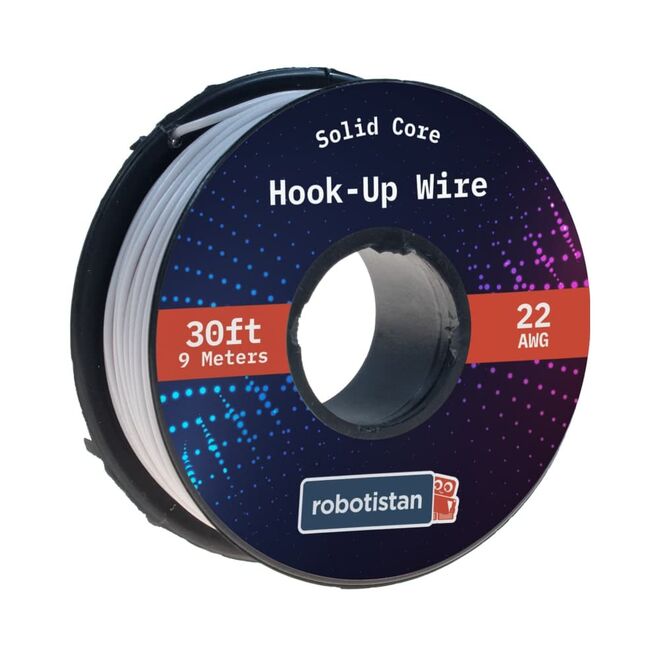 Hook-Up Wire Spool White (22 AWG, 9 meter, Solid Core) - 1