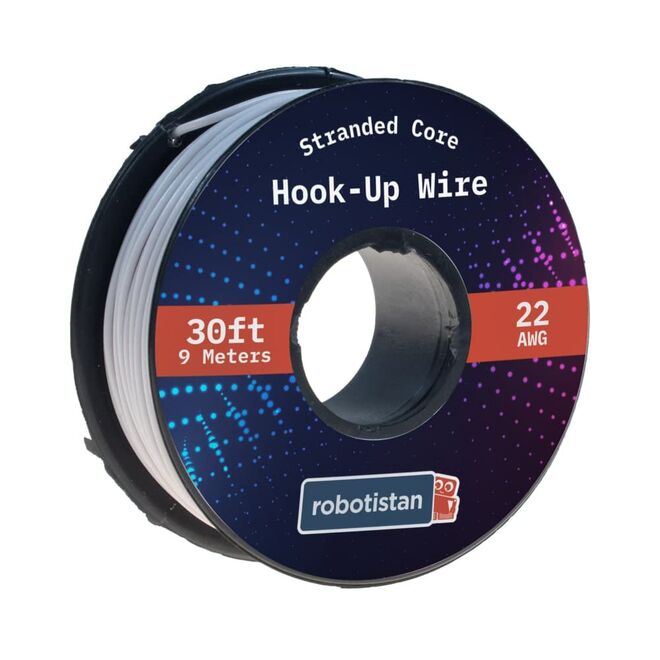 Hook-Up Wire Spool White (22 AWG, 9 meter, Stranded Core) - 1