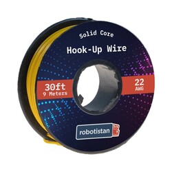 Hook-Up Wire Spool Yellow (22 AWG, 9 meter, Solid Core) - 1