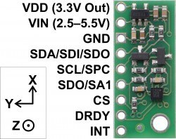 LIS3MDL 3-Axis Magnetometer Carrier with Voltage Regulator - PL2737 - 2