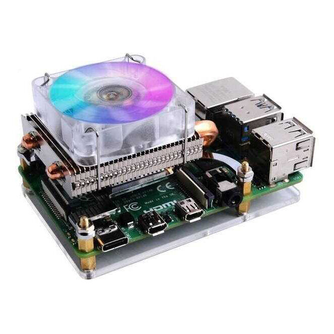 Low-Profile CPU Cooler with RGB Cooling Fan for Raspberry Pi 4 - 1