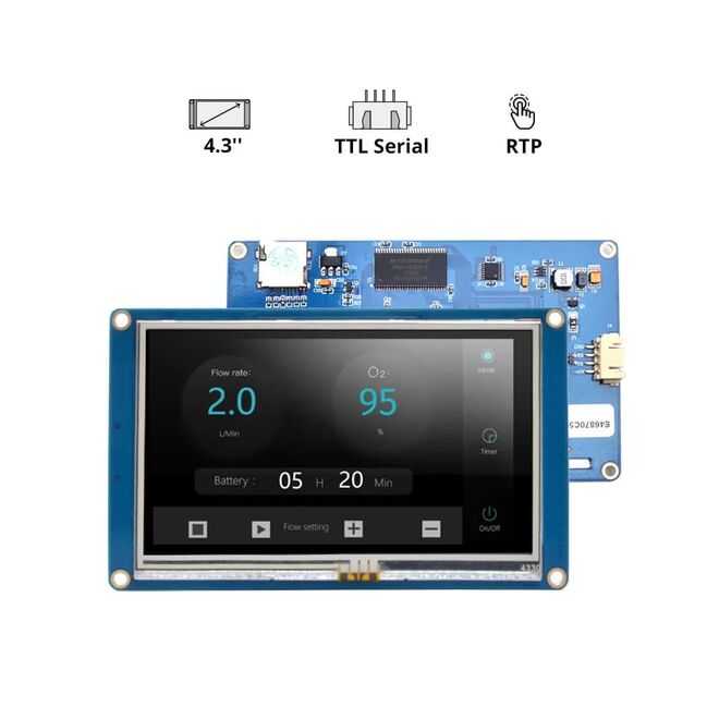 NX4827T043 – 4.3 Inch Nextion HMI Akıllı Touch TFT Lcd Screen - 16MB Internal Memory - 5
