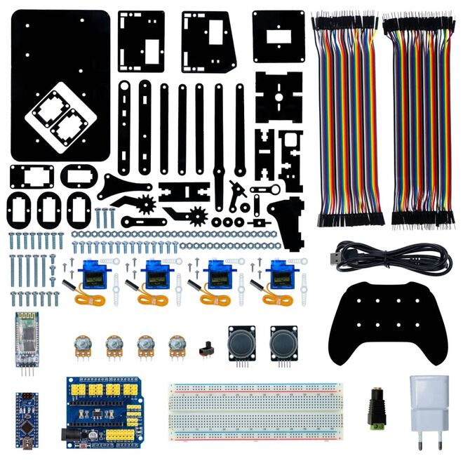 REX Discovery Serisi 4in1 Arduino Pleksi Robot Kol - Elektronikli (Joystick Kol ile Birlikte) - 4