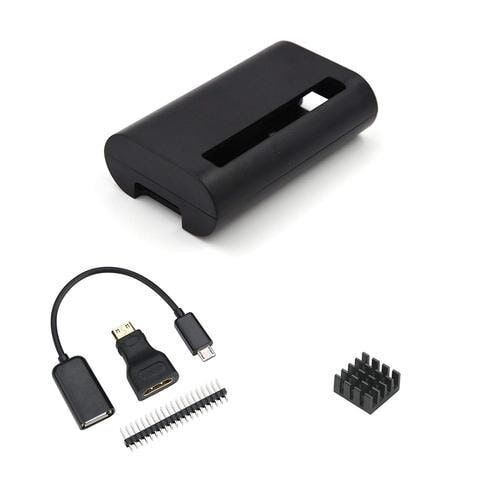 Raspberry Pi Zero Black Case with Heat Sink and 3 in 1 Adapter Kit Compatible for Raspberry Pi Zero W - 1