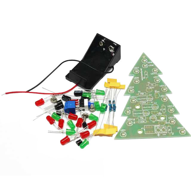 Renkli Işıklı Yılbaşı Çam Ağacı Kiti - Christmas Flash Led Electronic DIY Learning Kit - 1