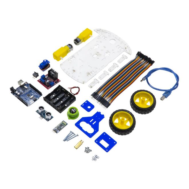 Robotistan Car Kit - Compatible with Arduino- Bluetooth Robot Vehicle - 2WD - 1