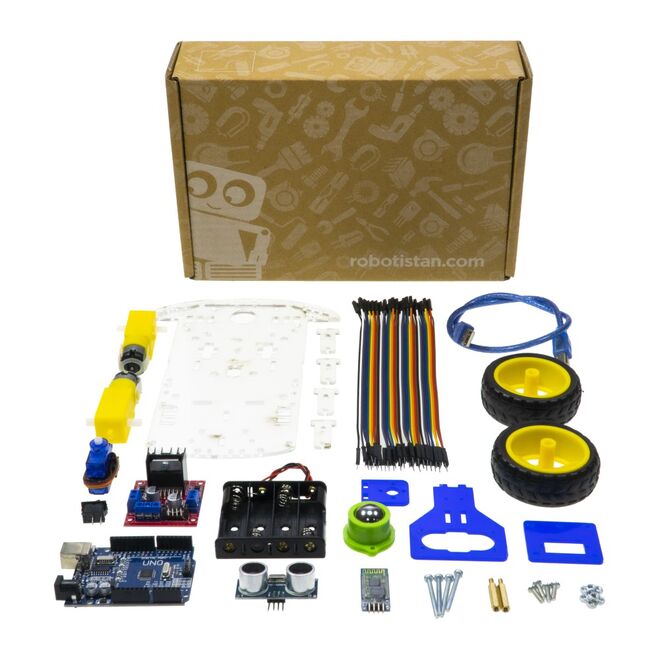 Robotistan Car Kit - Compatible with Arduino- Bluetooth Robot Vehicle - 2WD - 3