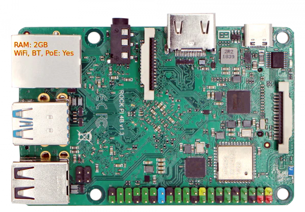 Rock Pi 4B+ Geliştirme Kartı - 2GB DDR4 16GB EMMC - 3
