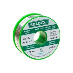 Soldex 0.75 mm 200 gr Leadless Soldering Wire (%99,3 Sn / %0,7 Cu) - 2