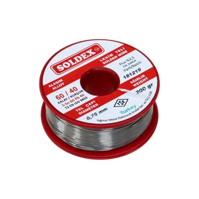 Soldex 0.75 mm 200 gr Soldering Wire (%60 Sn / %40 Pb) - 1