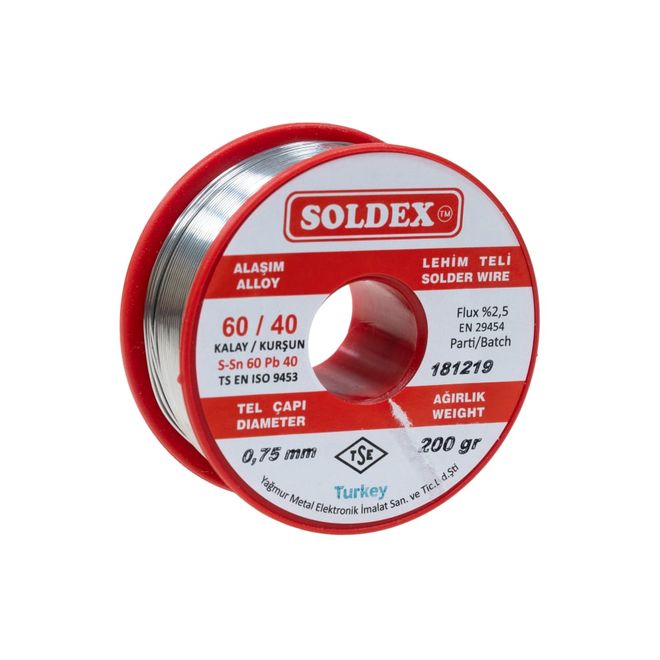 Soldex 0.75 mm 200 gr Soldering Wire (%60 Sn / %40 Pb) - 2