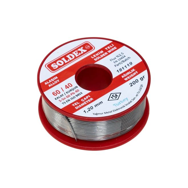 Soldex 1.2 mm 200 g Lehim Teli (%60 Sn / %40 Pb) - 1