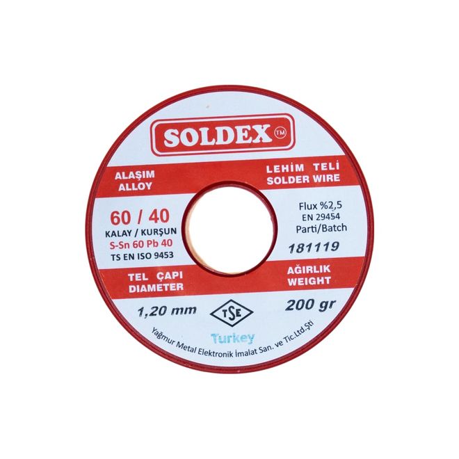 Soldex 1.2 mm 200 gr Soldering Wire (%60 Sn / %40 Pb) - 3