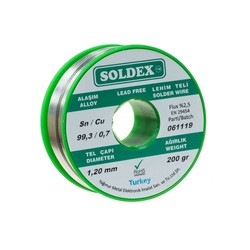 Soldex 1.20 mm 200 g Kurşunsuz Lehim Teli (%99,3 Sn / %0,7 Cu) - 2