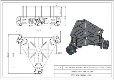 Üçgen 48 mm Omniwheel Robot Platformu (Enkoderli Motorlar ile), 15001 - 6