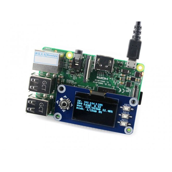 WaveShare 1.3 inch OLED Display HAT for Raspberry Pi - 128x64 - 4