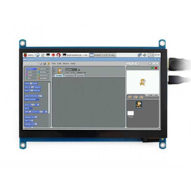 WaveShare 7 inch HDMI Capasitive Touch LCD (Multi System)- 1024x600 (H) - 5